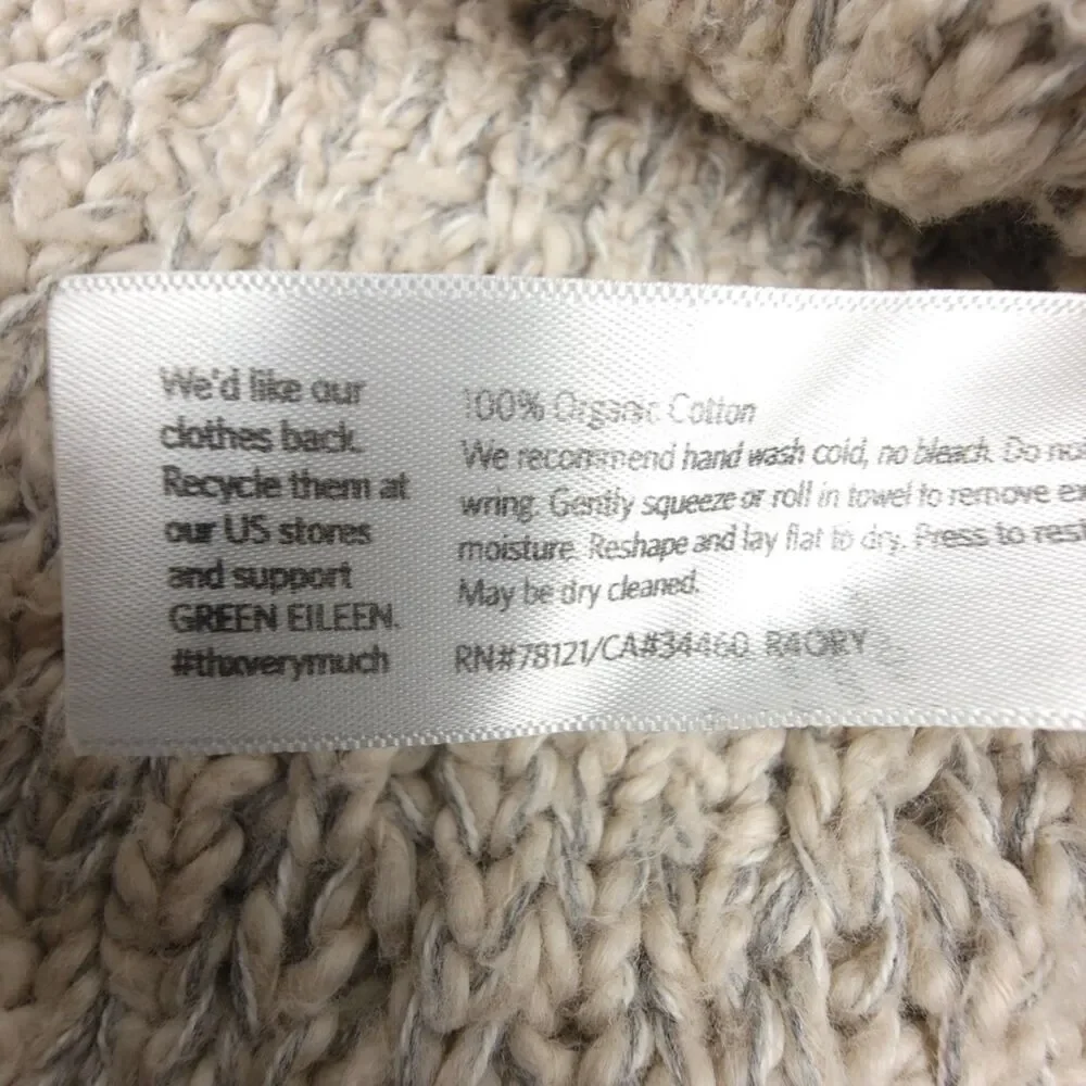 EILEEN FISHER Organic Cotton High Collar 2-Way Zip Jacket Maple Oat Knit Luxury